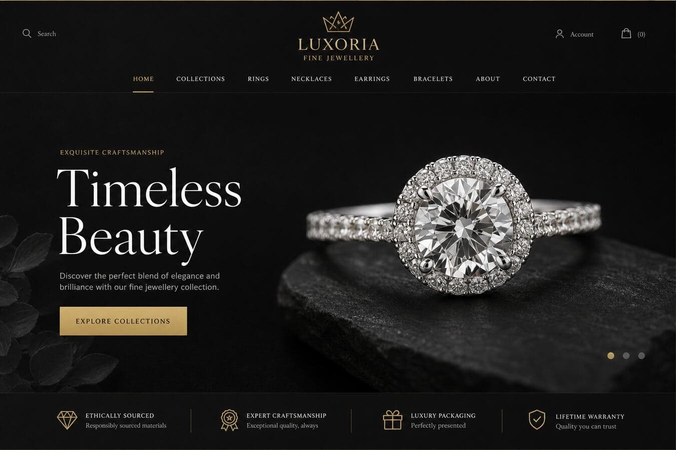 Aurelia Jewels luxury website hero