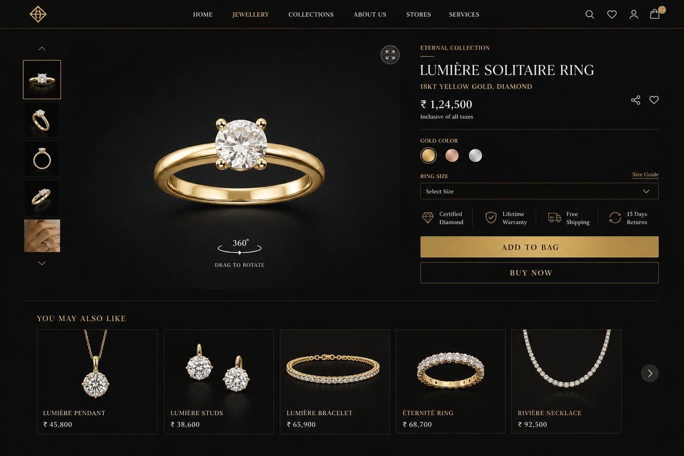Aurelia product detail and collection grid